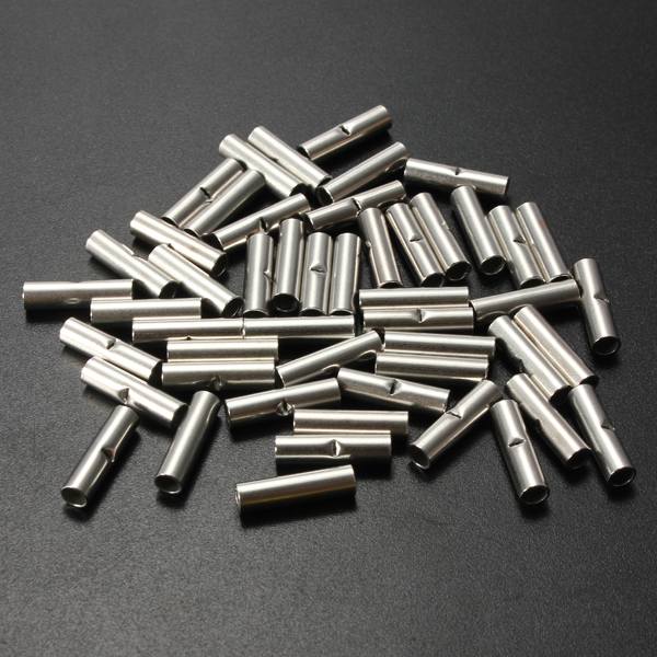 50Pcs 10-12 AWG Gauge Uninsulated Butt Crimp Connectors Terminal - photo 2