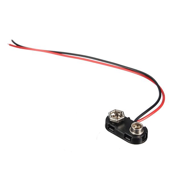 5pcs Hard Plastic 9V Battery T-type Snap On Connector 150mm Wire Cable Lead - photo 2