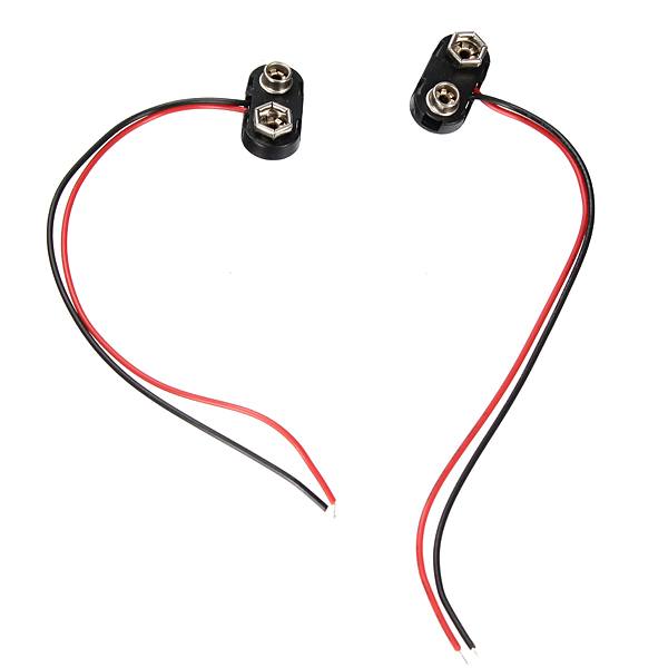 5pcs Hard Plastic 9V Battery T-type Snap On Connector 150mm Wire Cable Lead - photo 3