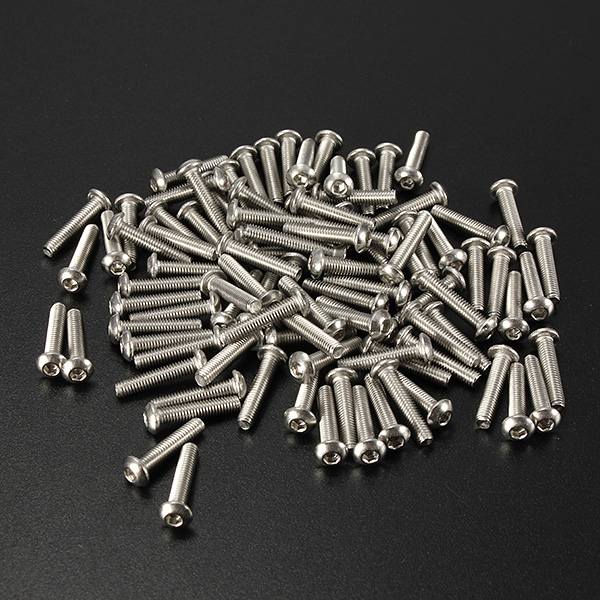 100Pcs M3 Bolts Stainless Steel Screws Button Head Socket Cap 10 Size - photo 8