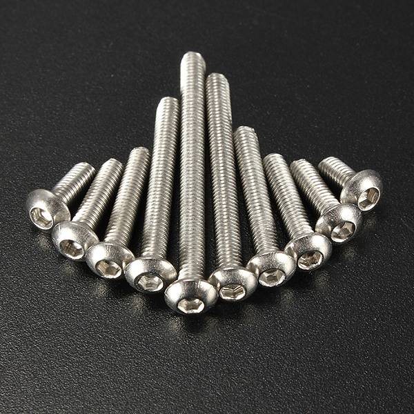 100Pcs M3 Bolts Stainless Steel Screws Button Head Socket Cap 10 Size - photo 3