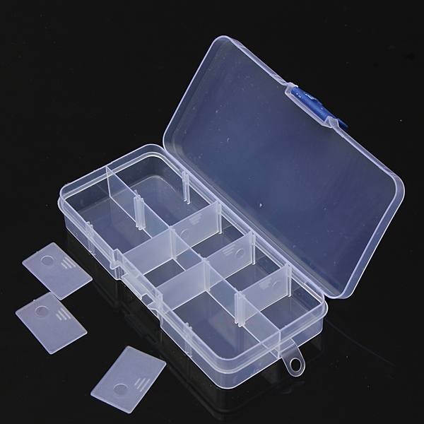 10 Compartment Plastic Clear Slots Adjustable Organizer Craft Box - photo 4