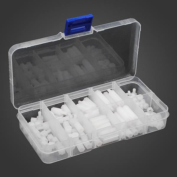 120pcs M3 Nylon White M-F Hex Spacers Screw Nut Assortment Kit - photo 1