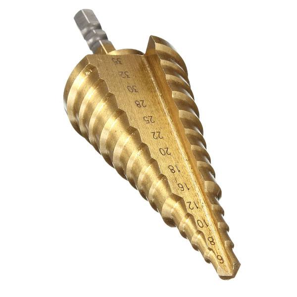 Drillpro 6-35MM Titanium Coated Step Cone Drill Bit HSS 13 Steps Hex Shank - photo 10