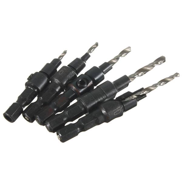 5pcs Hss Countersink Drill Cone Bit Set Quick Change Hex Shank Woodworking Screw Reamer - photo 5