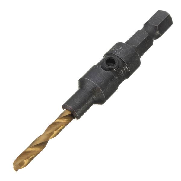 5pcs Titanium Coated Countersunk Drill Bit Set 1/4 Inch Hex Shank Quick Change Woodworking - photo 6
