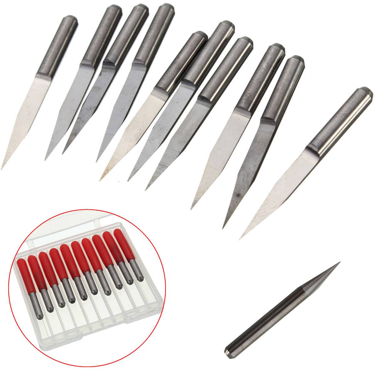 10pcs 20 Degree 0.2mm Tip 3.175mm Carbide PCB Engraving Bits End Mill Cutter - photo 6