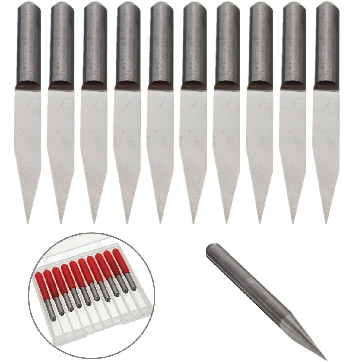 10pcs 20 Degree 0.2mm Tip 3.175mm Carbide PCB Engraving Bits End Mill Cutter - photo 5