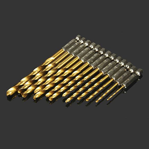 Drillpro DB-T2 13pcs 1.5-6.5mm HSS Titanium Coated 1/4 Inch Hex Shank Twist Drill Bit Set - photo 6