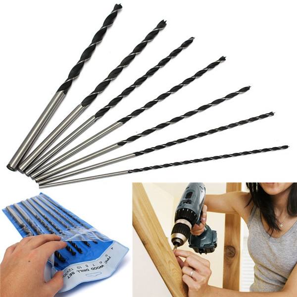 7pcs 4/5/6/7/8/10/12mm 300mm Brad Point Twist Drill Bits Set Wood Working Tool - photo 2