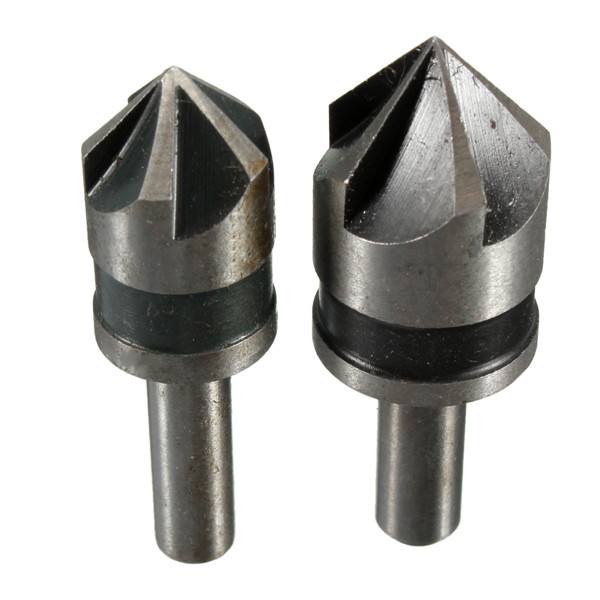 2pcs 5 Flute 82 Degree 1/4 Shank Countersink Drill Bit Set Chamfer Cutter - photo 5
