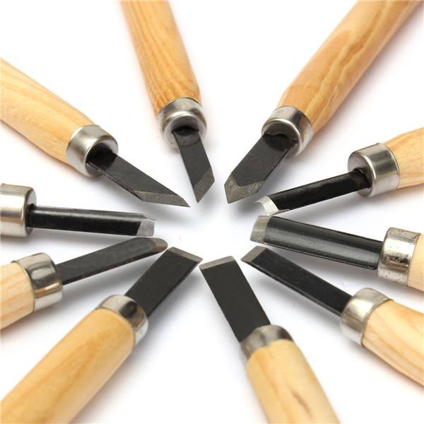 10pcs Wood Carving Chisel Set High Carbon Steel with Wooden Handle - photo 4