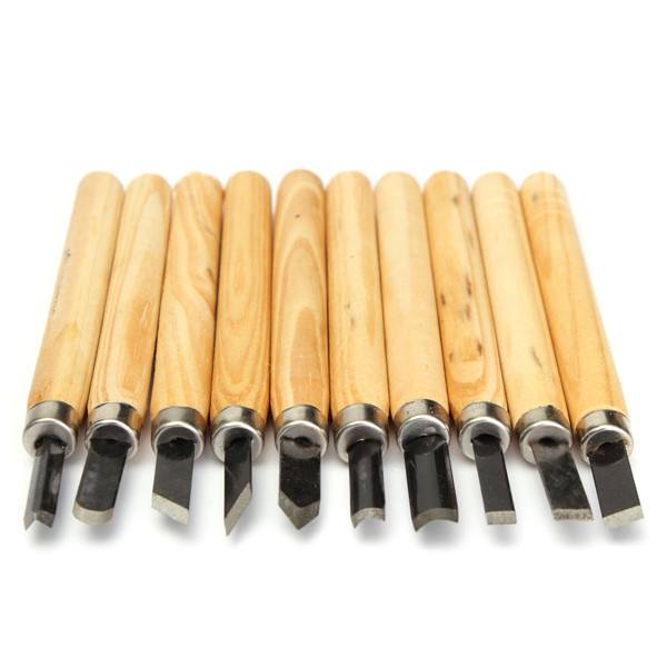 10pcs Wood Carving Chisel Set High Carbon Steel with Wooden Handle - photo 2