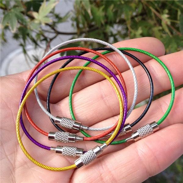 Rimix Stainless Steel PVC Insulated Rubber Overstretches Wire Circle Colorful Keychain Key Ring - photo 1