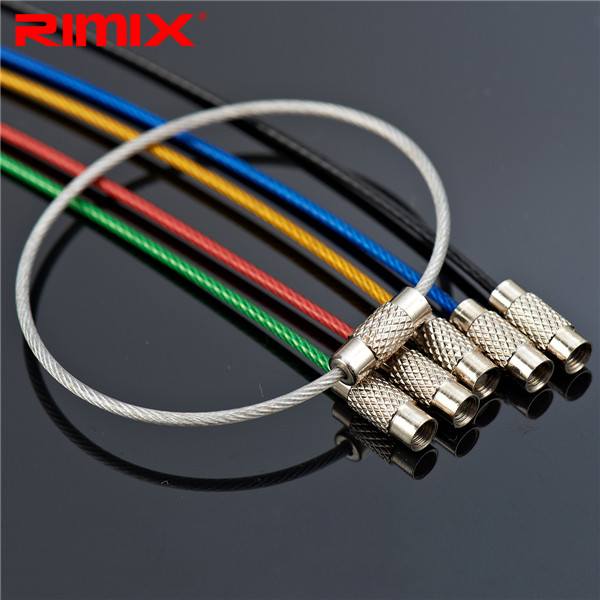 Rimix Stainless Steel PVC Insulated Rubber Overstretches Wire Circle Colorful Keychain Key Ring - photo 3