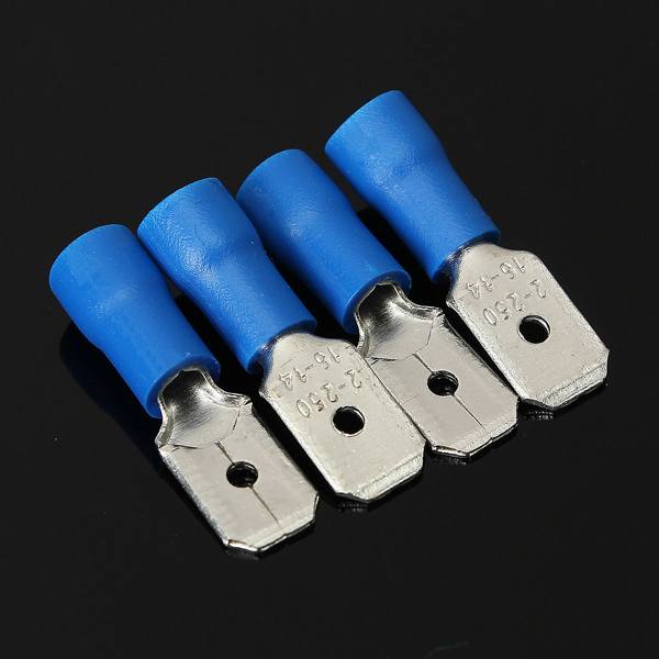 100pcs Male + Female Blue Semi Insulated Spade Crimp Connectors - photo 2