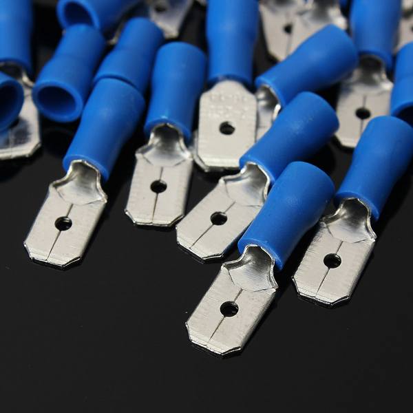 100pcs Male + Female Blue Semi Insulated Spade Crimp Connectors - photo 3