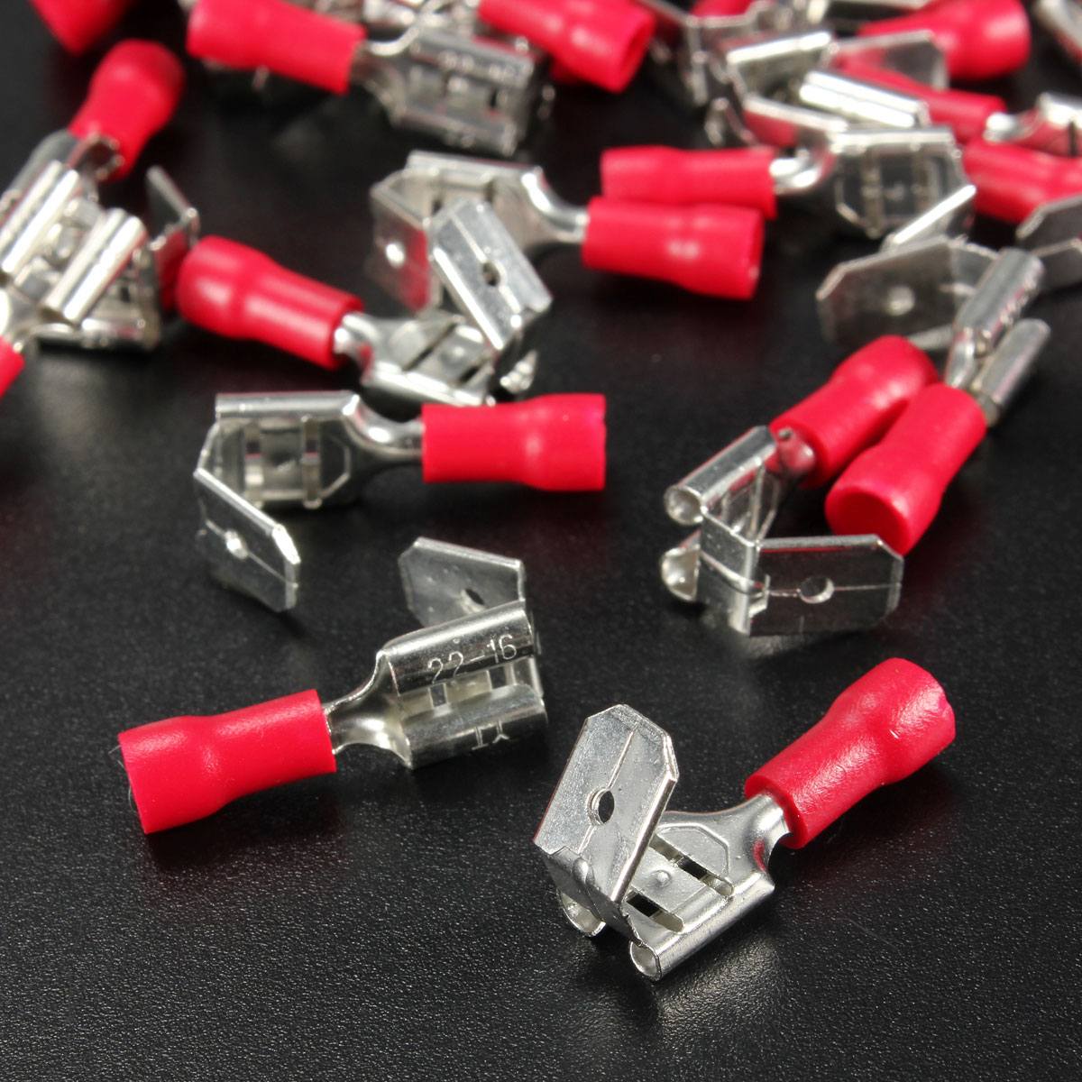 100PCS Back Piggy Back Spade Crimp Connector Terminal 0.5-6.0mm 10-22AWG PVC - photo 5