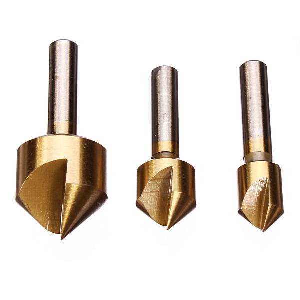 3pcs Single Flute 90 Degree Edge Chamfer Set Countersink Drill Bit - photo 2