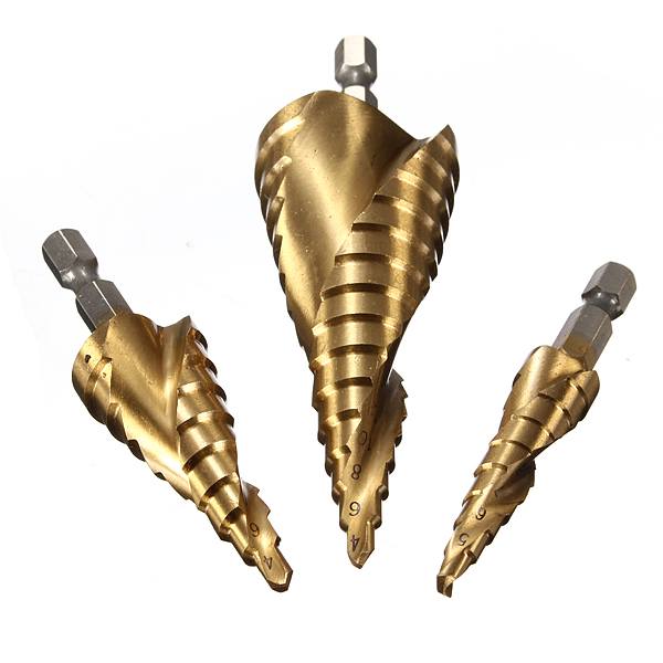 Drillpro DB-S1 3pcs HSS Spiral Grooved Step Drill Bit 4-12/4-20/4-32 - photo 3