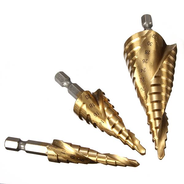 Drillpro DB-S1 3pcs HSS Spiral Grooved Step Drill Bit 4-12/4-20/4-32 - photo 4