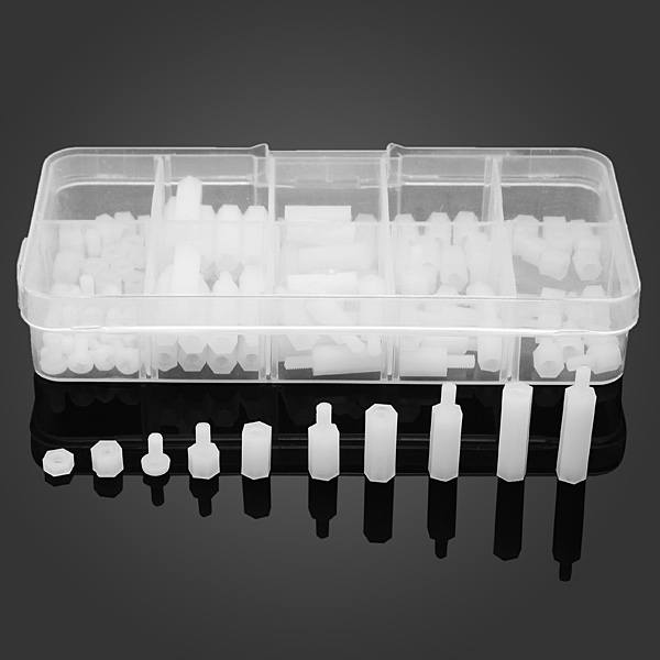 120pcs M3 Nylon White M-F Hex Spacers Screw Nut Assortment Kit - photo 2