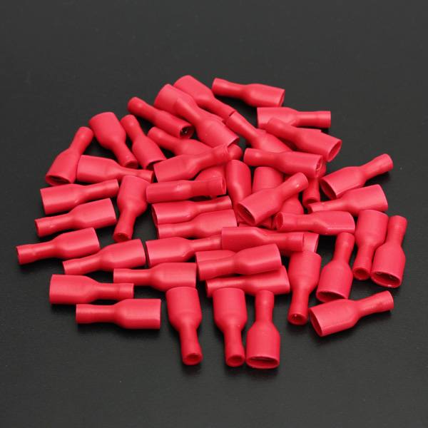 100pcs 6.3mm Fully Insulated Female Spade Connector Crimp Terminal - photo 2