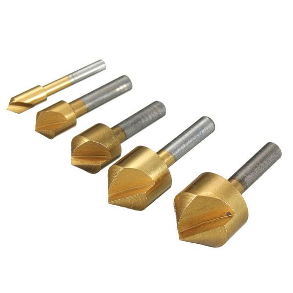 Drillpro DB-C1 5pcs 6/10/13/16/19mm Titanium Countersinks Chamfering Cutter Drill Press - photo 3