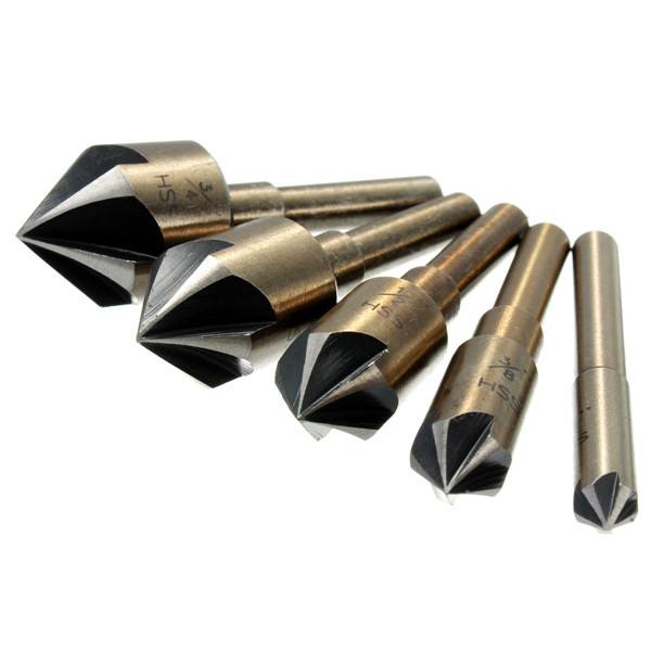 5pcs HSS 82 Degree Deburring Bits Countersink Drill Set Wood Chamfer Chamfering Tool - photo 4