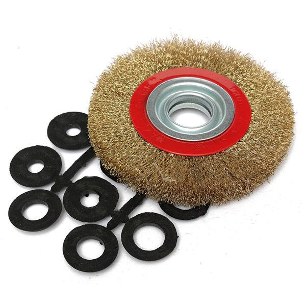 6 Inch 150mm Steel Wire Wheel Brush And Adaptor Rings For Bench Grinder Clean Polish - photo 5