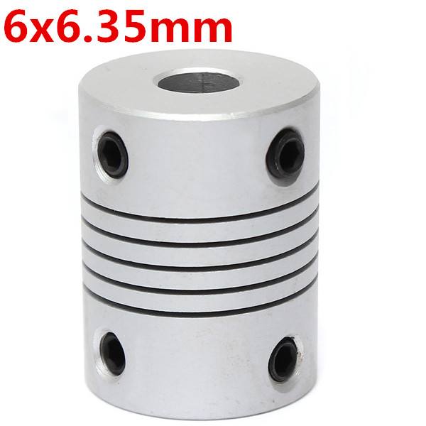 6mm x 6.35mm Aluminum Flexible Shaft Coupling OD19mm x L25mm CNC Stepper Motor Coupler Connector - photo 1