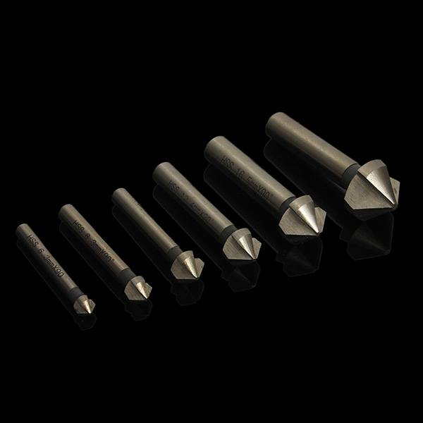 6pcs 6.3mm -20.5mm 90 Degrees HSS Countersink Drill Bits Chamfer Drills Woodworking Tool - photo 2