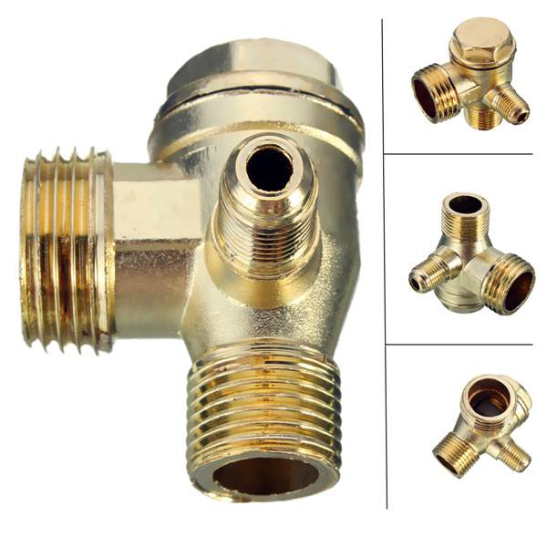 90 Degree Brass Copper Male Threaded Check Valve Connector Tool for Air Compressor - photo 2