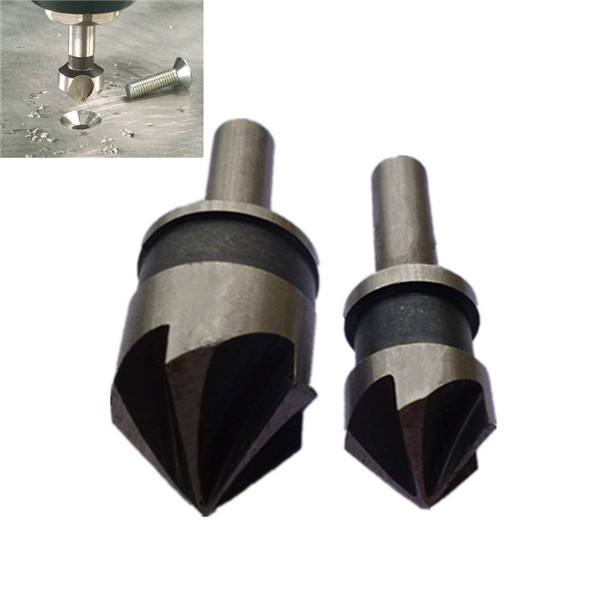2pcs 5 Flute 82 Degree 1/4 Shank Countersink Drill Bit Set Chamfer Cutter - photo 2