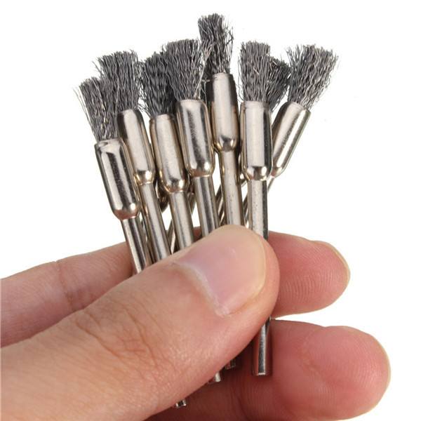 10pcs 3mm Rotary Steel Wire Wheel Brush Cup Tool Shank for Dremel Drill Rust Weld - photo 7