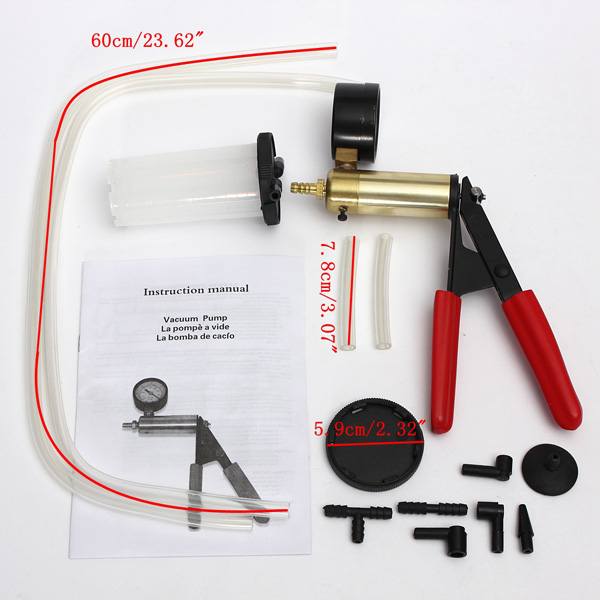 Hand Held Brake Bleeder Tester Set Bleed Kit Vacuum Pump Fluid Reservoir Tester - photo 2