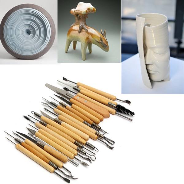 22pcs Stainless Steel Clay Pottery Sculpture Tool Wooden Handle - photo 9