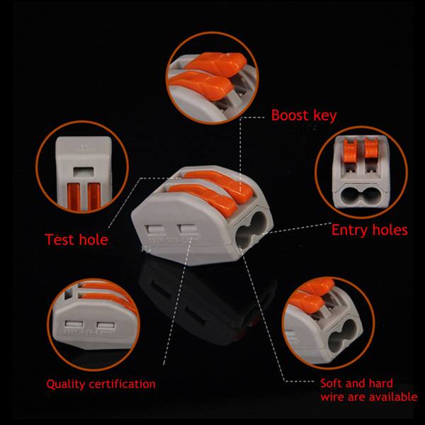 10pcs Spring Lever Push Fit Reuseable Cable 2 Wire Pole Insulating Material - photo 8