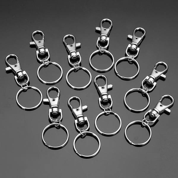 10pcs Fashion Stainless Steel Dual Key Holder Ring Keychain Silver - photo 1
