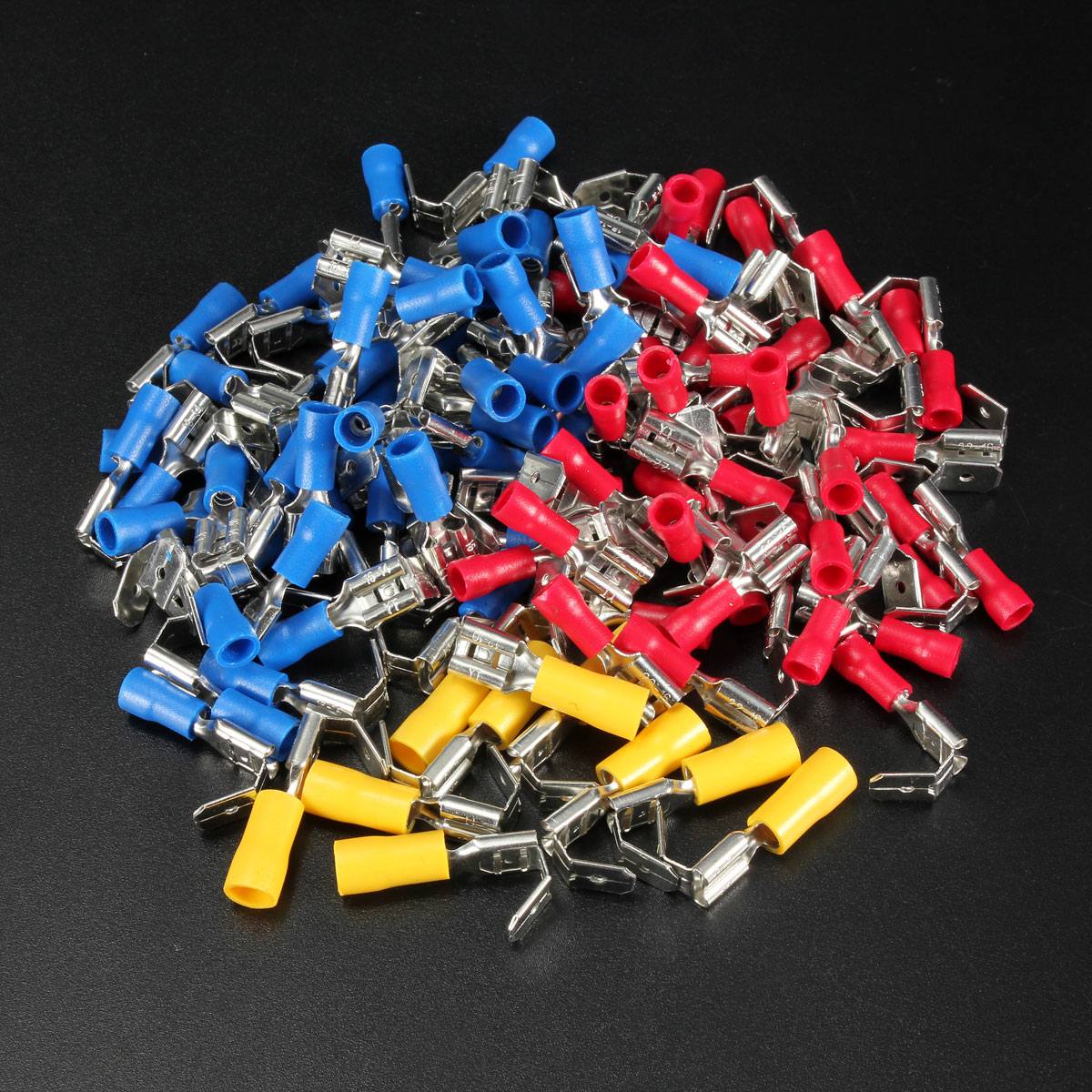 100PCS Back Piggy Back Spade Crimp Connector Terminal 0.5-6.0mm 10-22AWG PVC - photo 1