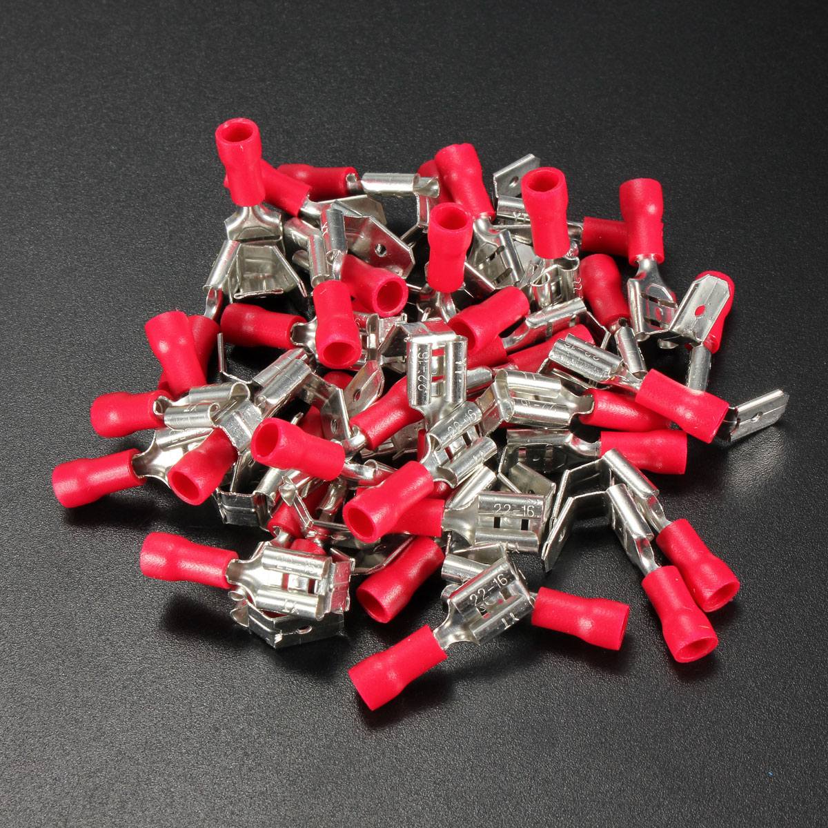 100PCS Back Piggy Back Spade Crimp Connector Terminal 0.5-6.0mm 10-22AWG PVC - photo 4