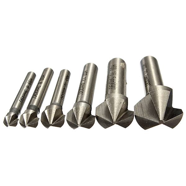 6pcs 3 flute 90 degree HSS Chamfer Cutter Mill Drill Set - photo 5