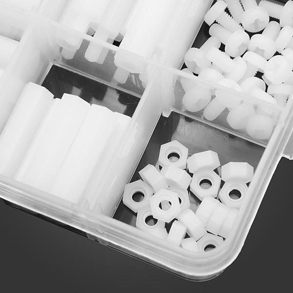 120pcs M3 Nylon White M-F Hex Spacers Screw Nut Assortment Kit - photo 7