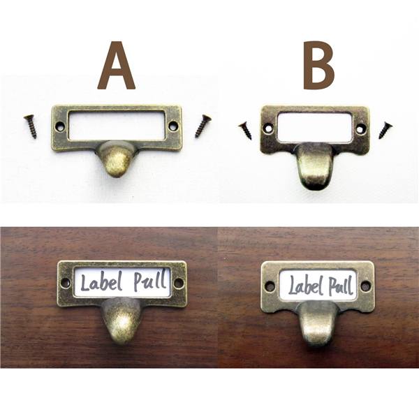 6pcs Antique Brass Drawer Label Pull Cabinet Frame Handle File Name Card Holder - photo 9