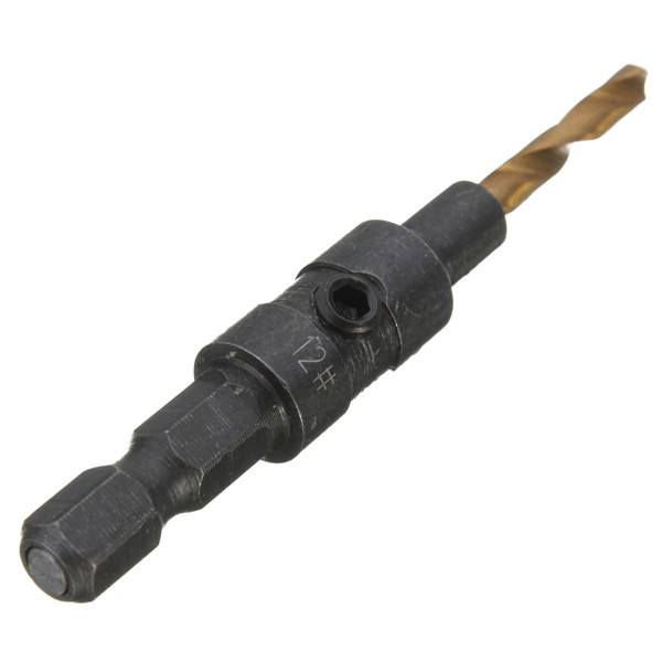 5pcs Titanium Coated Countersunk Drill Bit Set 1/4 Inch Hex Shank Quick Change Woodworking - photo 5
