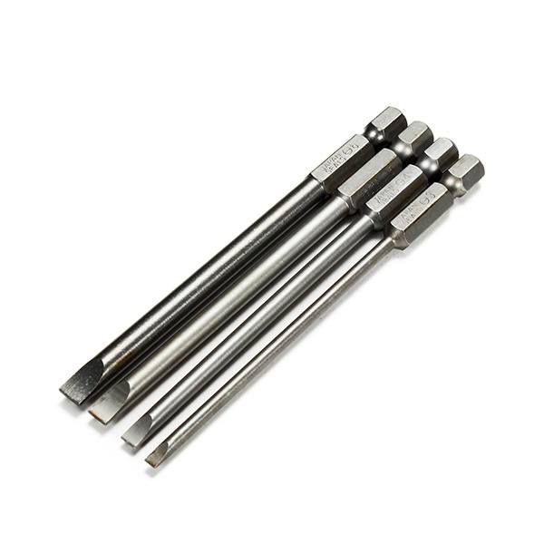 4pcs 100mm 3mm-6mm Magnetic Flat Head Slotted Tip Screwdrivers Bits 1/4 Inch Hex Shank - photo 1