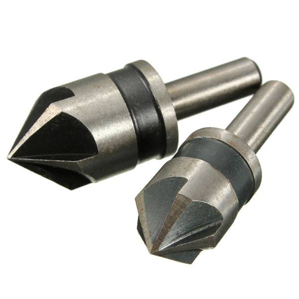 2pcs 5 Flute 82 Degree 1/4 Shank Countersink Drill Bit Set Chamfer Cutter - photo 3