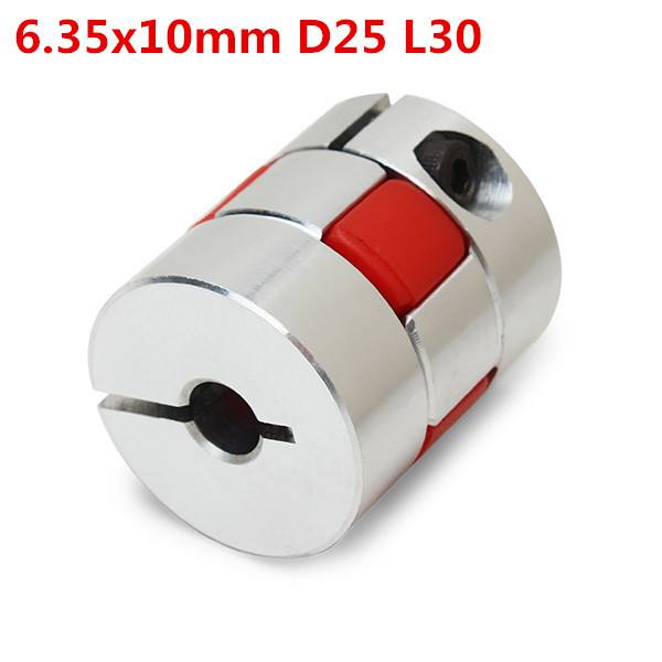 Machifit 6.35x10mm Aluminum Flexible Spider Shaft Coupling CNC Stepper Motor Coupler Connector OD25mm x L30mm - photo 1