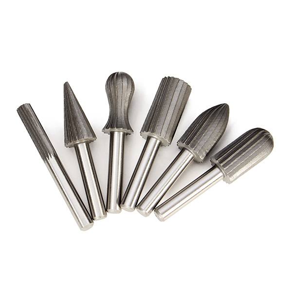 Drillpro 6pcs 6mm Shank Tungsten Steel Rotary File Cutter Engraving Grinding Bit For Rotary Tools - photo 2