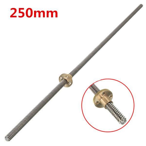 T8 250mm Lead Screw 8mm Thread 2mm Pitch Lead Screw with Brass Nut - photo 1